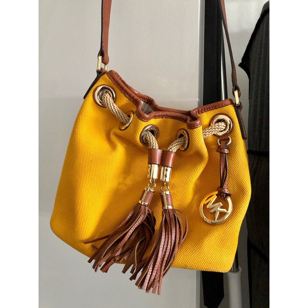 MICHAEL KORS Yellow Tassel Bucket Shoulder Bag